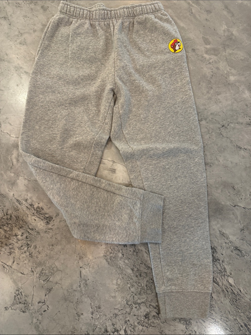 Gray Men's Fleece Joggers with Small Patch Detail